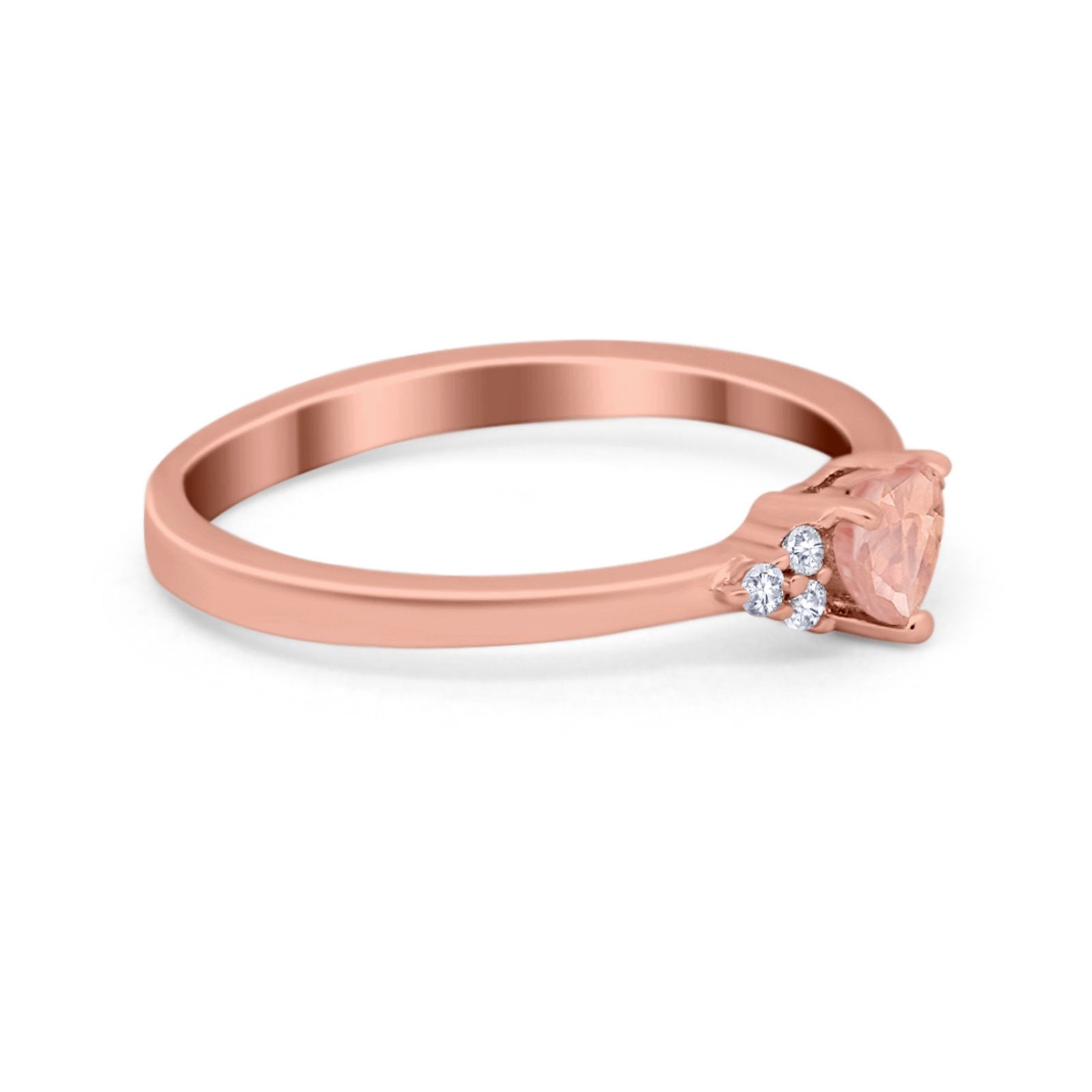 Engagement Heart Promise Ring Round Simulated Cubic Zirconia 925 Sterling Silver