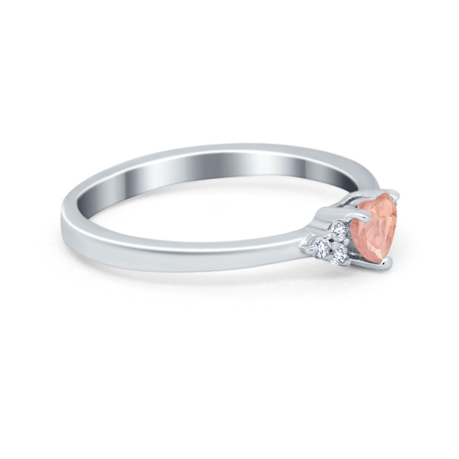 Engagement Heart Promise Ring Round Simulated Cubic Zirconia 925 Sterling Silver