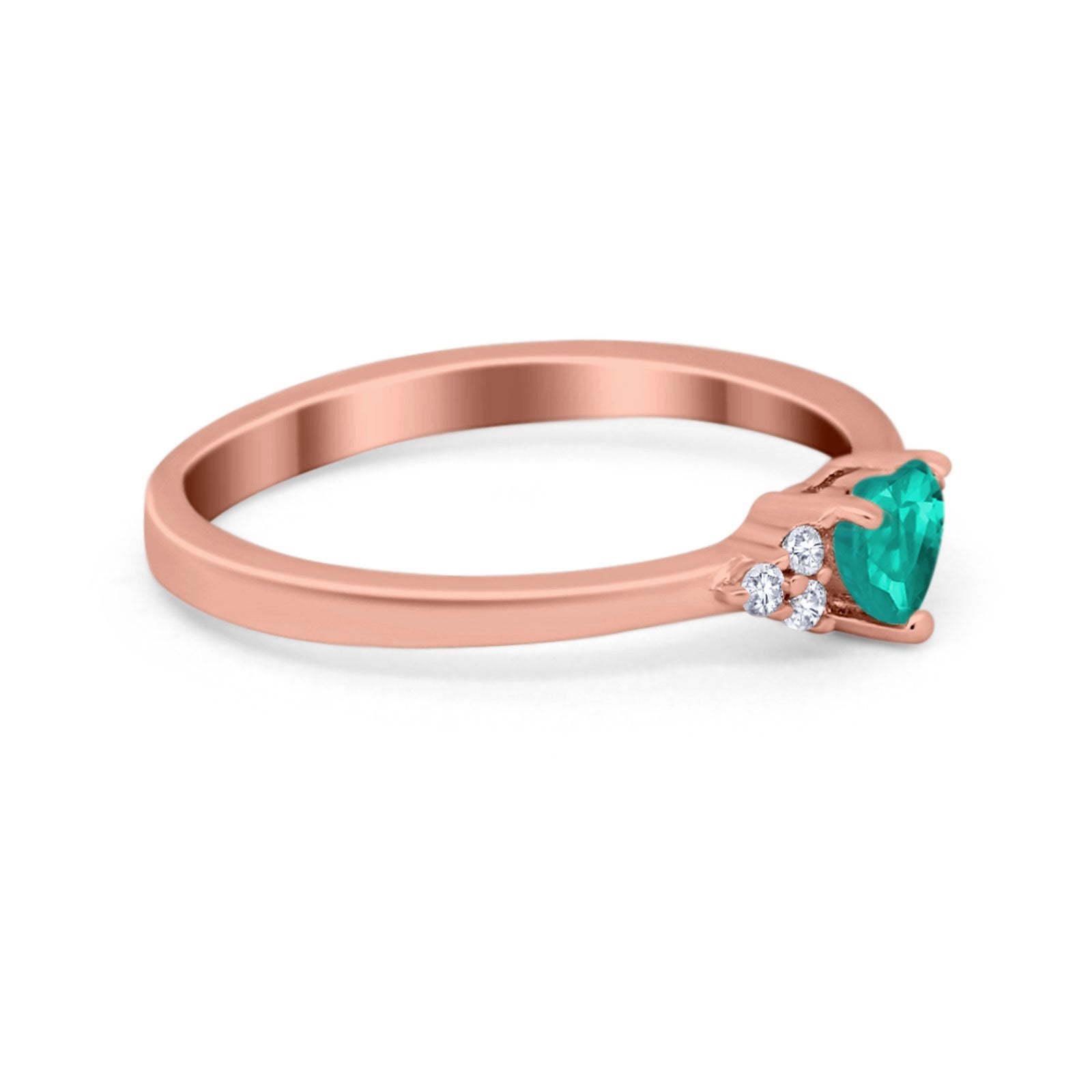 Engagement Heart Promise Ring Round Simulated Cubic Zirconia 925 Sterling Silver