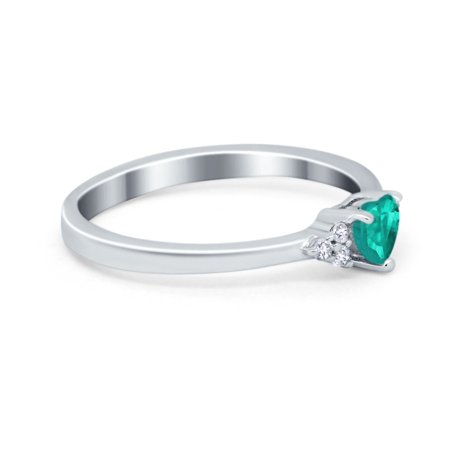 Engagement Heart Promise Ring Round Simulated Cubic Zirconia 925 Sterling Silver