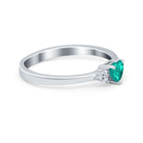 Engagement Heart Promise Ring Round Simulated Cubic Zirconia 925 Sterling Silver