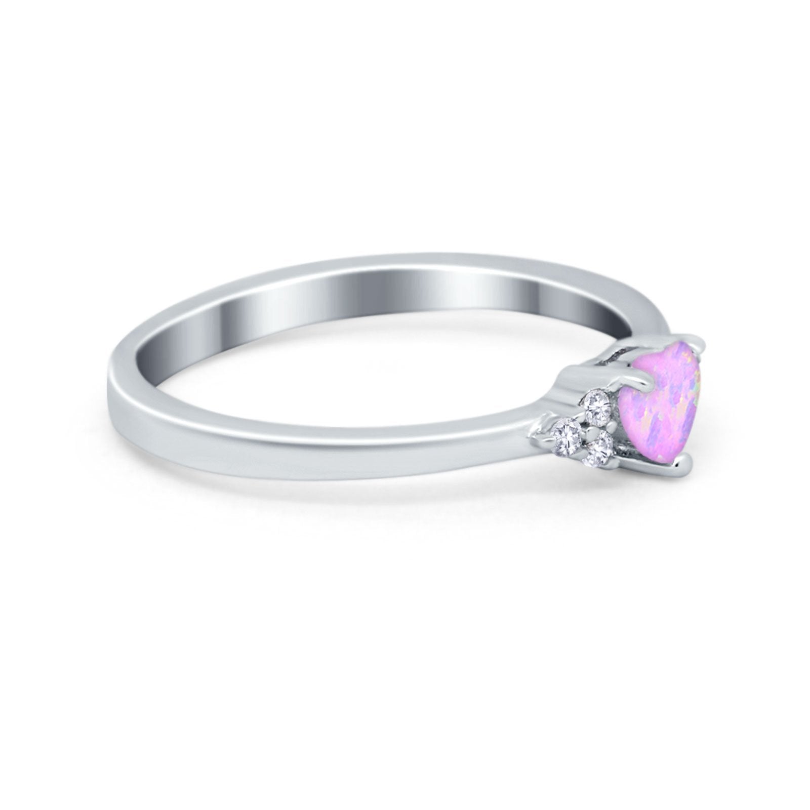 Engagement Heart Promise Ring Round Simulated Cubic Zirconia 925 Sterling Silver