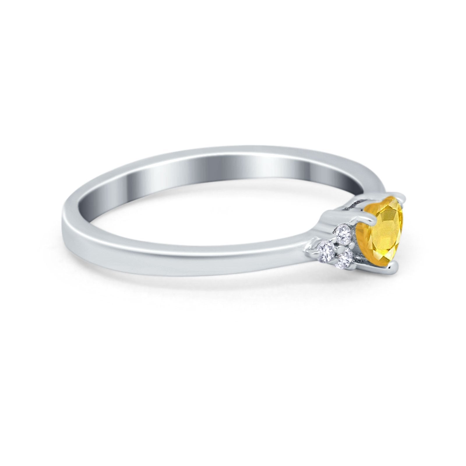 Engagement Heart Promise Ring Round Simulated Cubic Zirconia 925 Sterling Silver