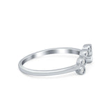 Curved Thumb Ring Eternity Wedding Band Round Simulated CZ 925 Sterling Silver