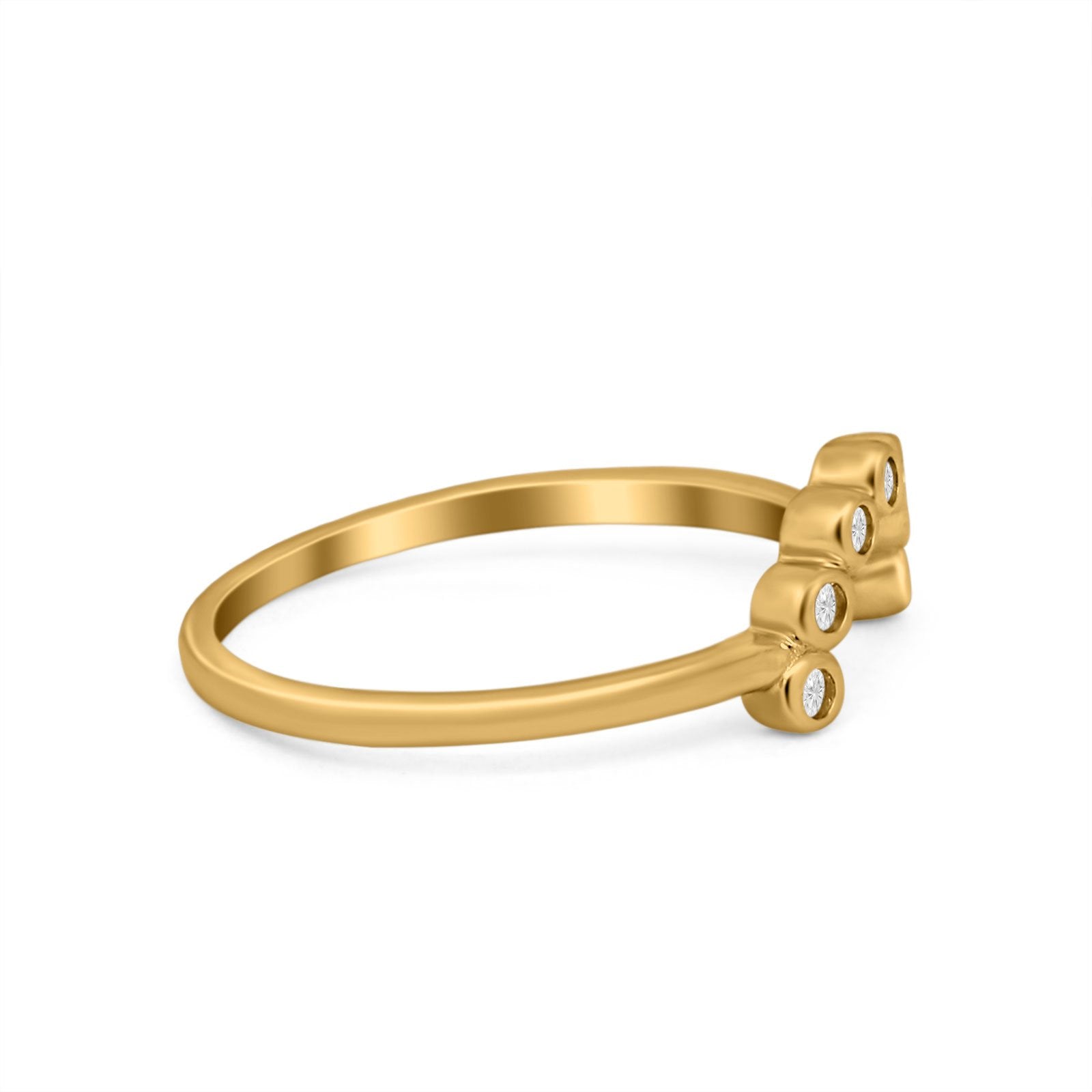 Curved Thumb Ring Eternity Wedding Band Round Simulated CZ 925 Sterling Silver