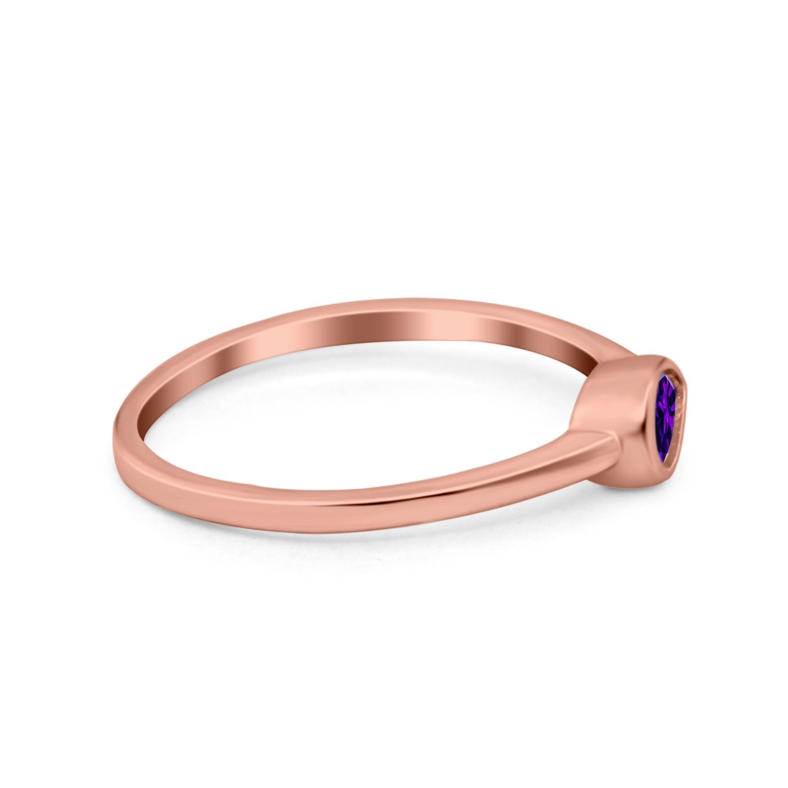 Pear Solitaire Wedding Ring Bezel Simulated Cubic Zirconia 925 Sterling Silver