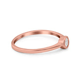 Petite Dainty Wedding Ring Bezel Simulated Cubic Zirconia 925 Sterling Silver