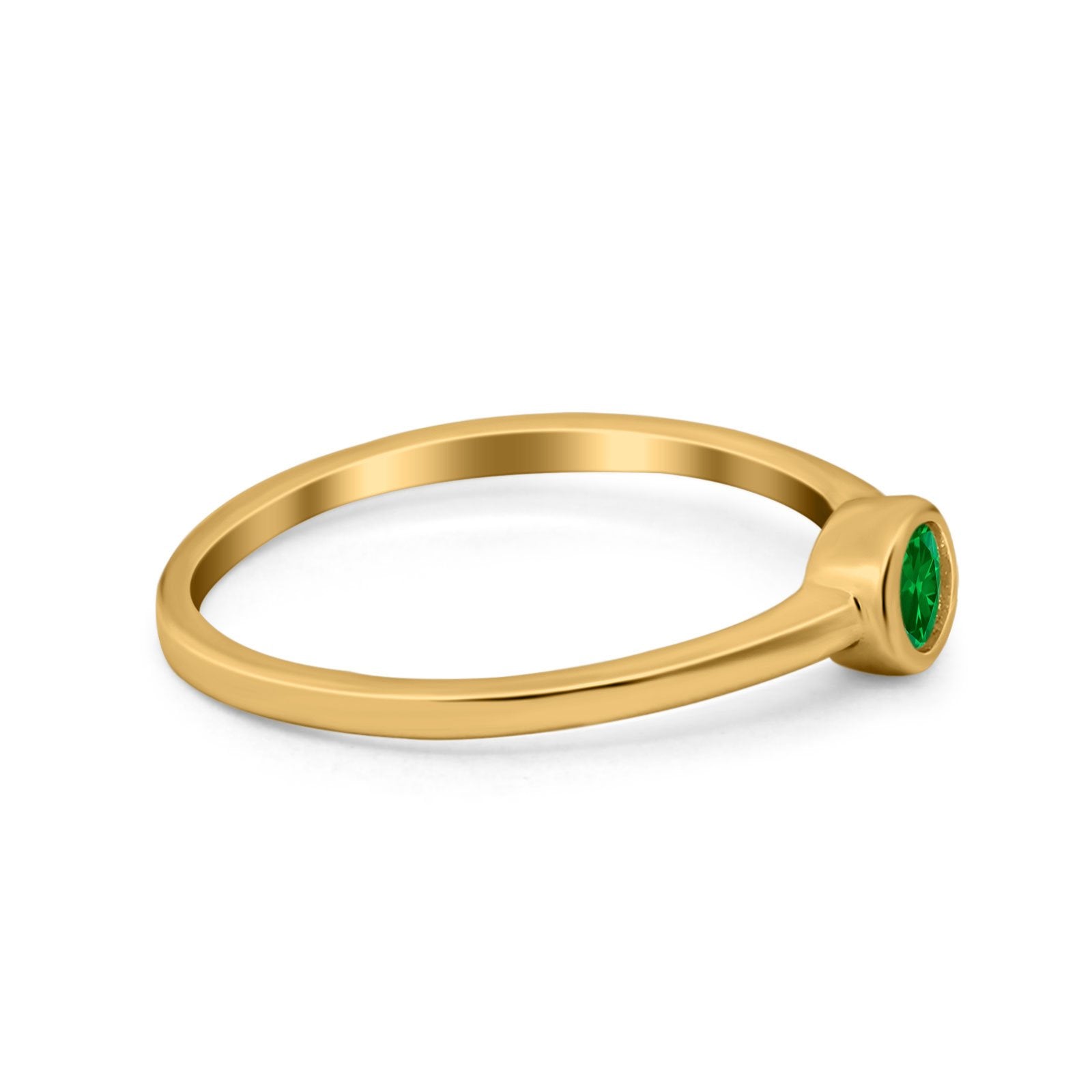 Petite Dainty Wedding Ring Bezel Simulated Cubic Zirconia 925 Sterling Silver