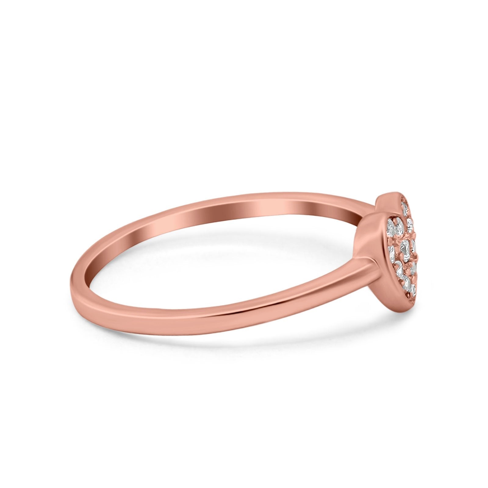 Heart Promise Ring Pave Round Simulated Cubic Zirconia 925 Sterling Silver