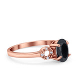 Art Deco Oval Solitaire Wedding Ring Simulated Cubic Zirconia 925 Sterling Silver