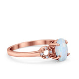 Art Deco Oval Solitaire Wedding Ring Simulated Cubic Zirconia 925 Sterling Silver