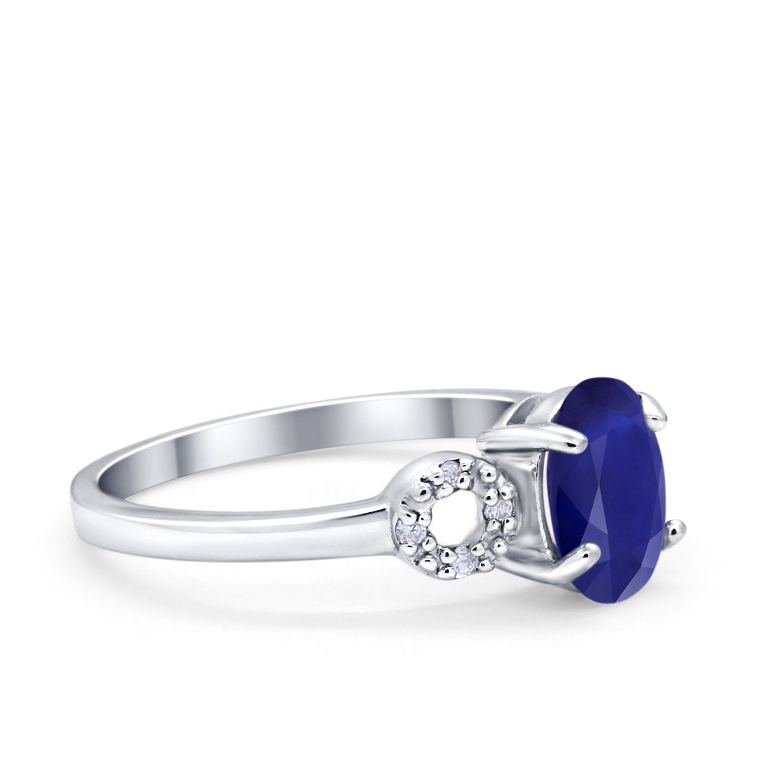 Art Deco Oval Solitaire Wedding Ring Simulated Cubic Zirconia 925 Sterling Silver