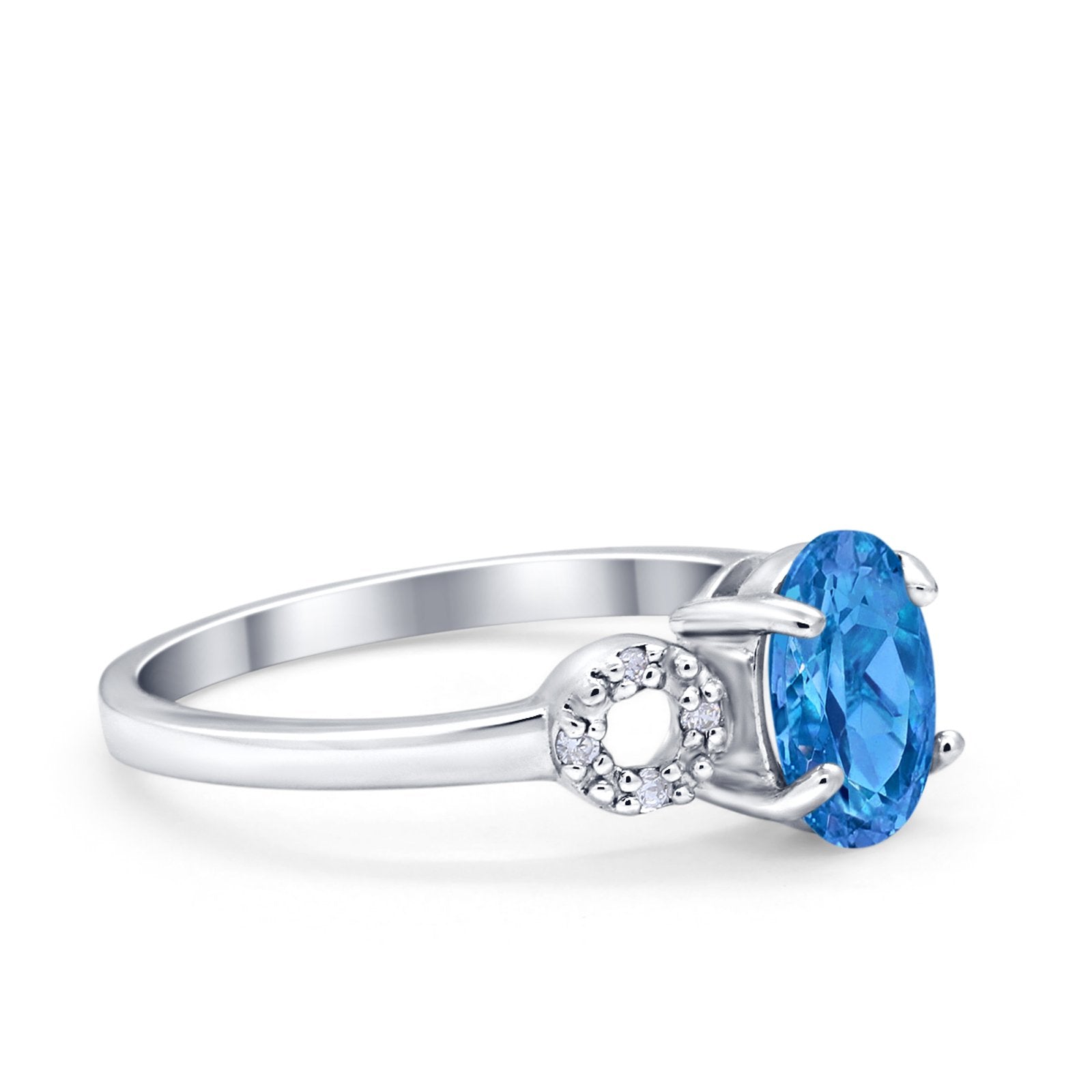 Art Deco Oval Solitaire Wedding Ring Simulated Cubic Zirconia 925 Sterling Silver