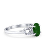 Art Deco Oval Solitaire Wedding Ring Simulated Cubic Zirconia 925 Sterling Silver