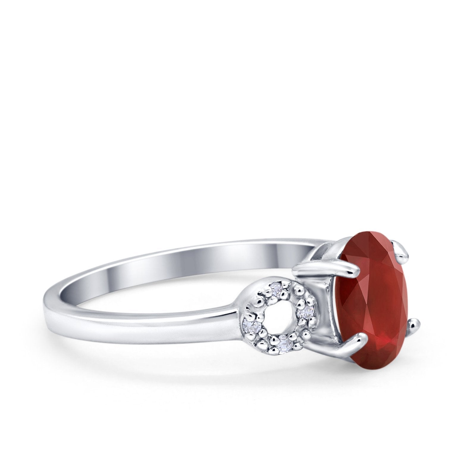 Art Deco Oval Solitaire Wedding Ring Simulated Cubic Zirconia 925 Sterling Silver