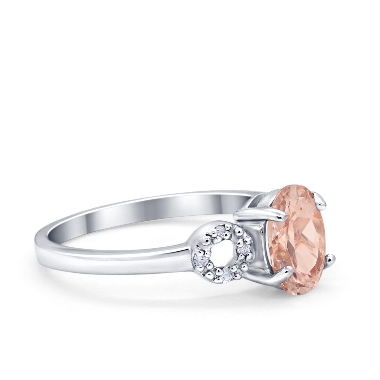 Art Deco Oval Solitaire Wedding Ring Simulated Cubic Zirconia 925 Sterling Silver