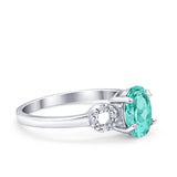 Art Deco Oval Solitaire Wedding Ring Simulated Cubic Zirconia 925 Sterling Silver