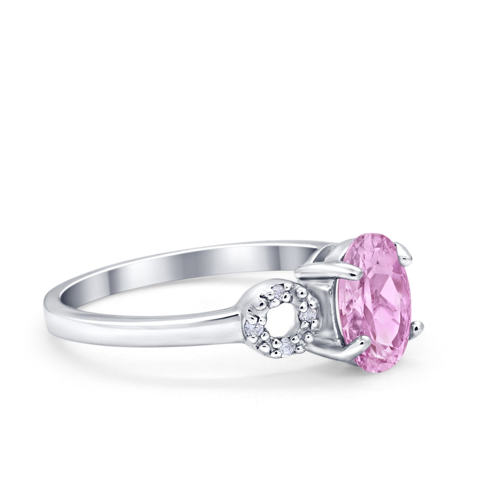 Art Deco Oval Solitaire Wedding Ring Simulated Cubic Zirconia 925 Sterling Silver