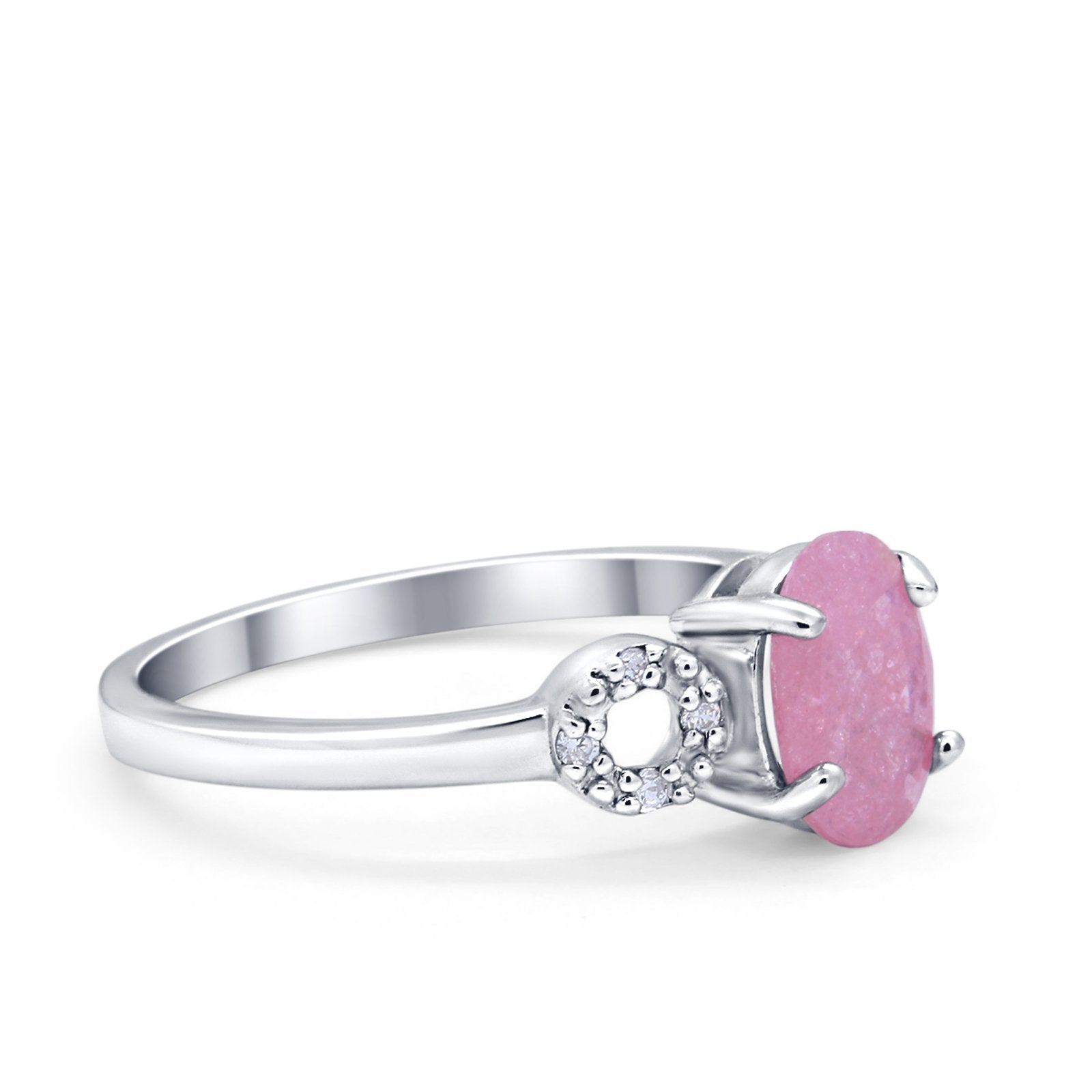 Art Deco Oval Solitaire Wedding Ring Simulated Cubic Zirconia 925 Sterling Silver