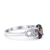 Art Deco Oval Solitaire Wedding Ring Simulated Cubic Zirconia 925 Sterling Silver