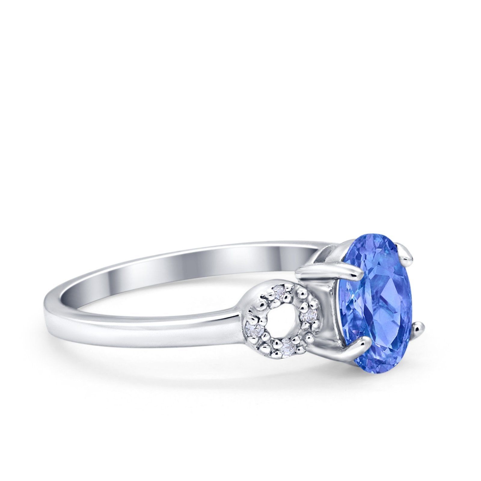 Art Deco Oval Solitaire Wedding Ring Simulated Cubic Zirconia 925 Sterling Silver