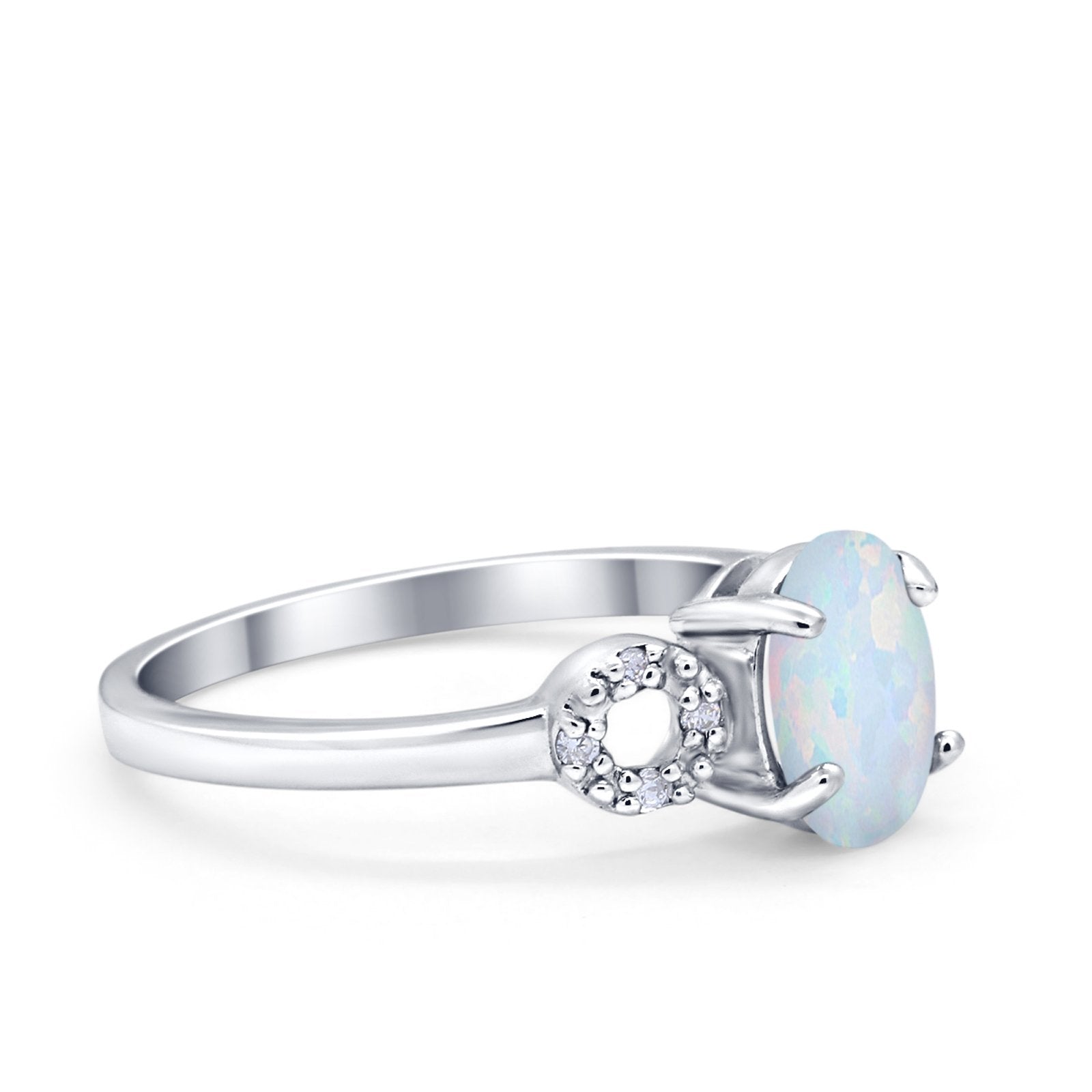 Art Deco Oval Solitaire Wedding Ring Simulated Cubic Zirconia 925 Sterling Silver