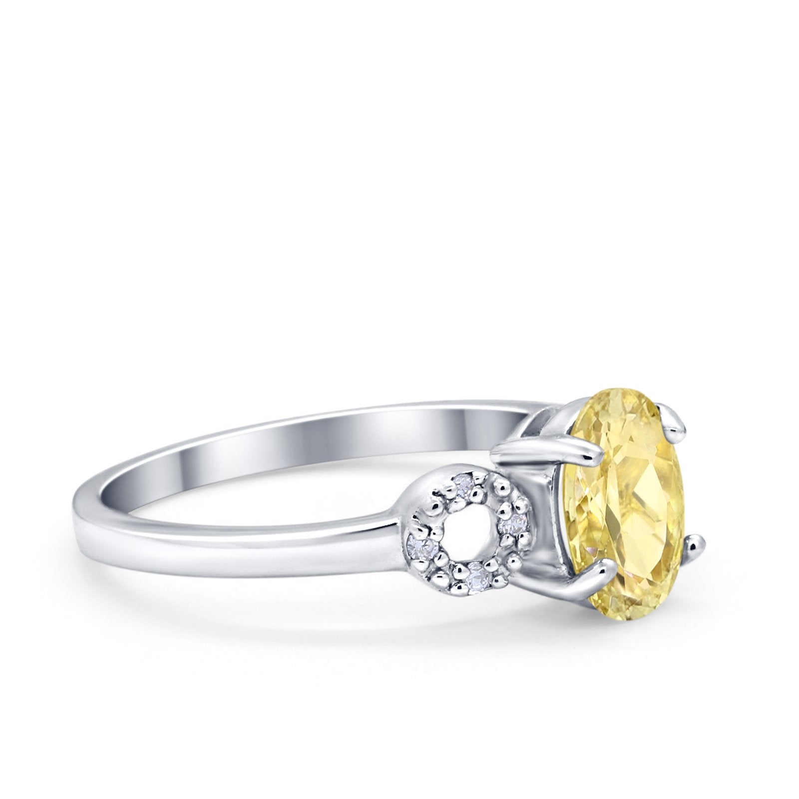 Art Deco Oval Solitaire Wedding Ring Simulated Cubic Zirconia 925 Sterling Silver