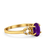 Art Deco Oval Solitaire Wedding Ring Simulated Cubic Zirconia 925 Sterling Silver