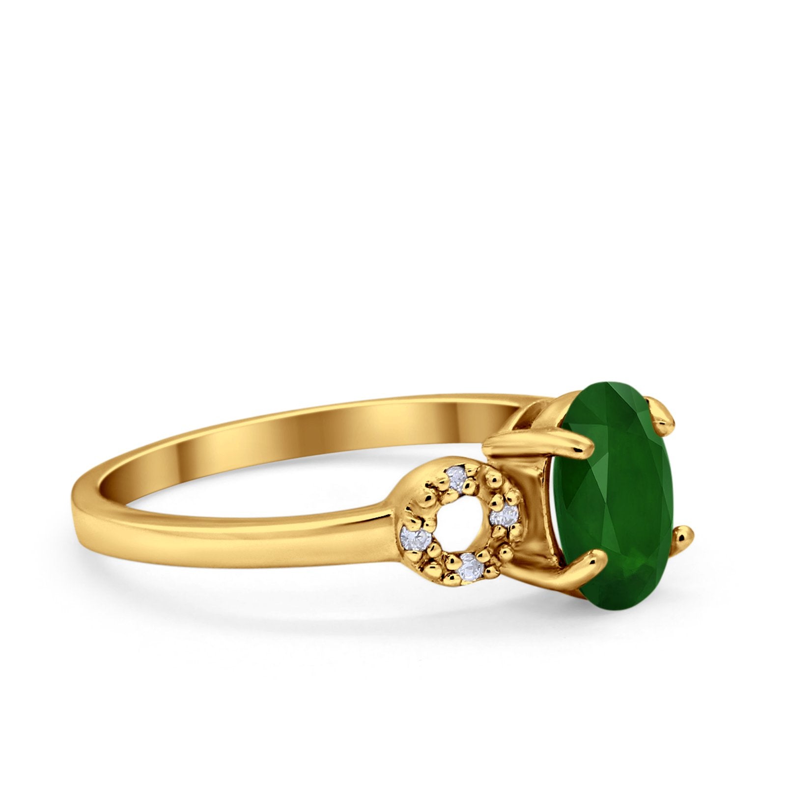 Art Deco Oval Solitaire Wedding Ring Simulated Cubic Zirconia 925 Sterling Silver