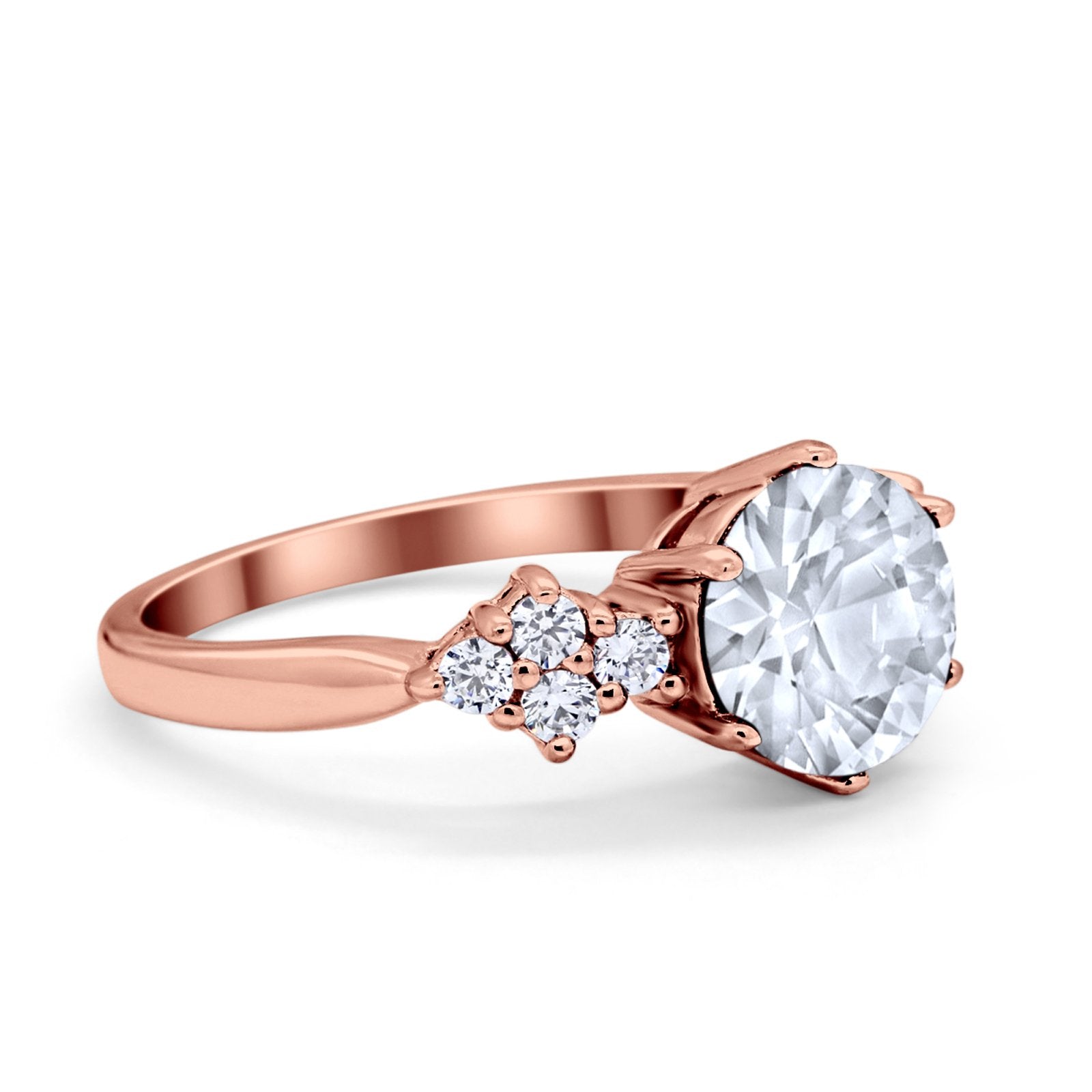 Art Deco Solitaire Wedding Ring Simulated Cubic Zirconia 925 Sterling Silver