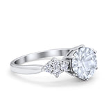 Art Deco Solitaire Wedding Ring Simulated Cubic Zirconia 925 Sterling Silver