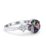 Art Deco Solitaire Wedding Ring Simulated Cubic Zirconia 925 Sterling Silver