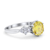 Art Deco Solitaire Wedding Ring Simulated Cubic Zirconia 925 Sterling Silver