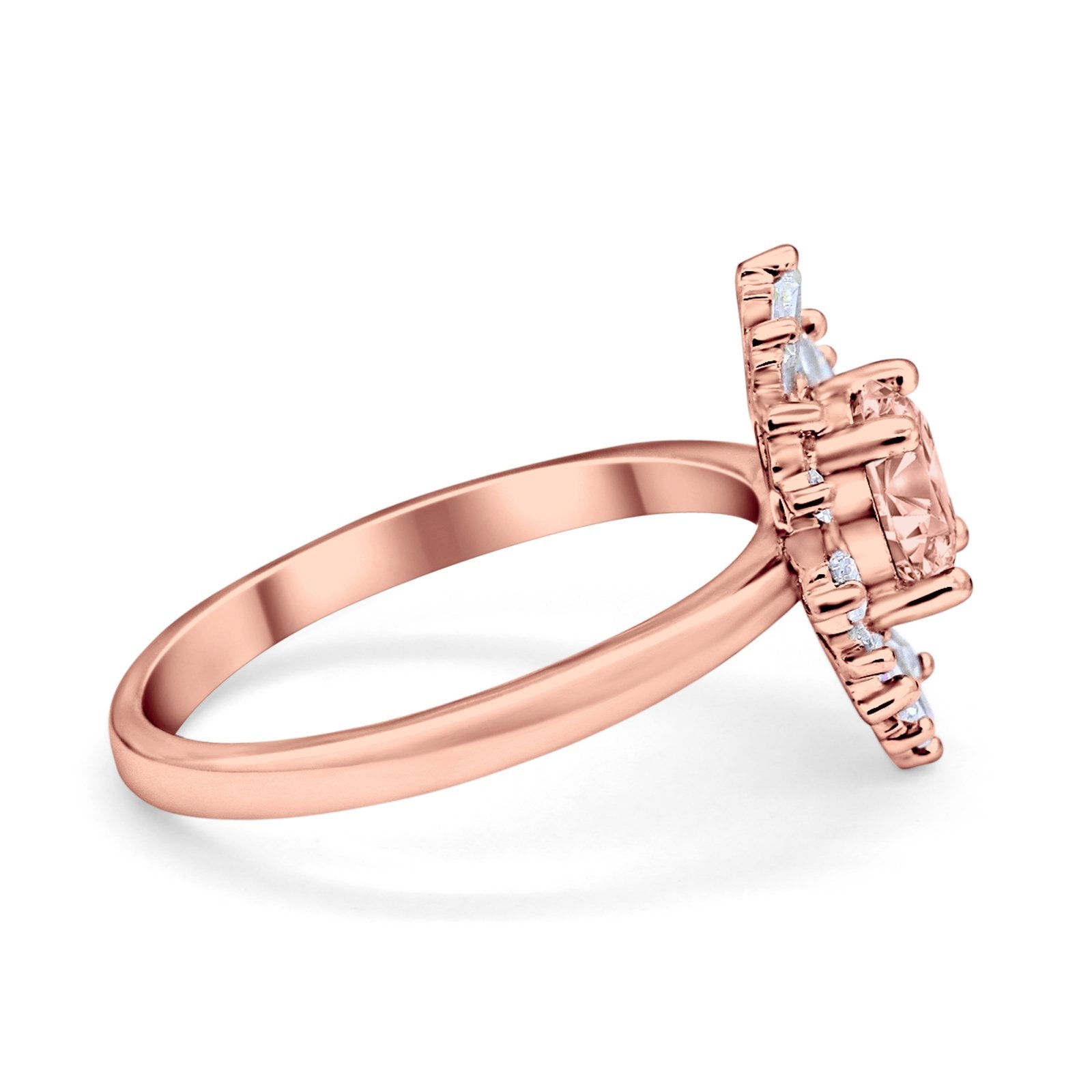 Halo Floral Style Vintage Wedding Ring Simulated Cubic Zirconia 925 Sterling Silver