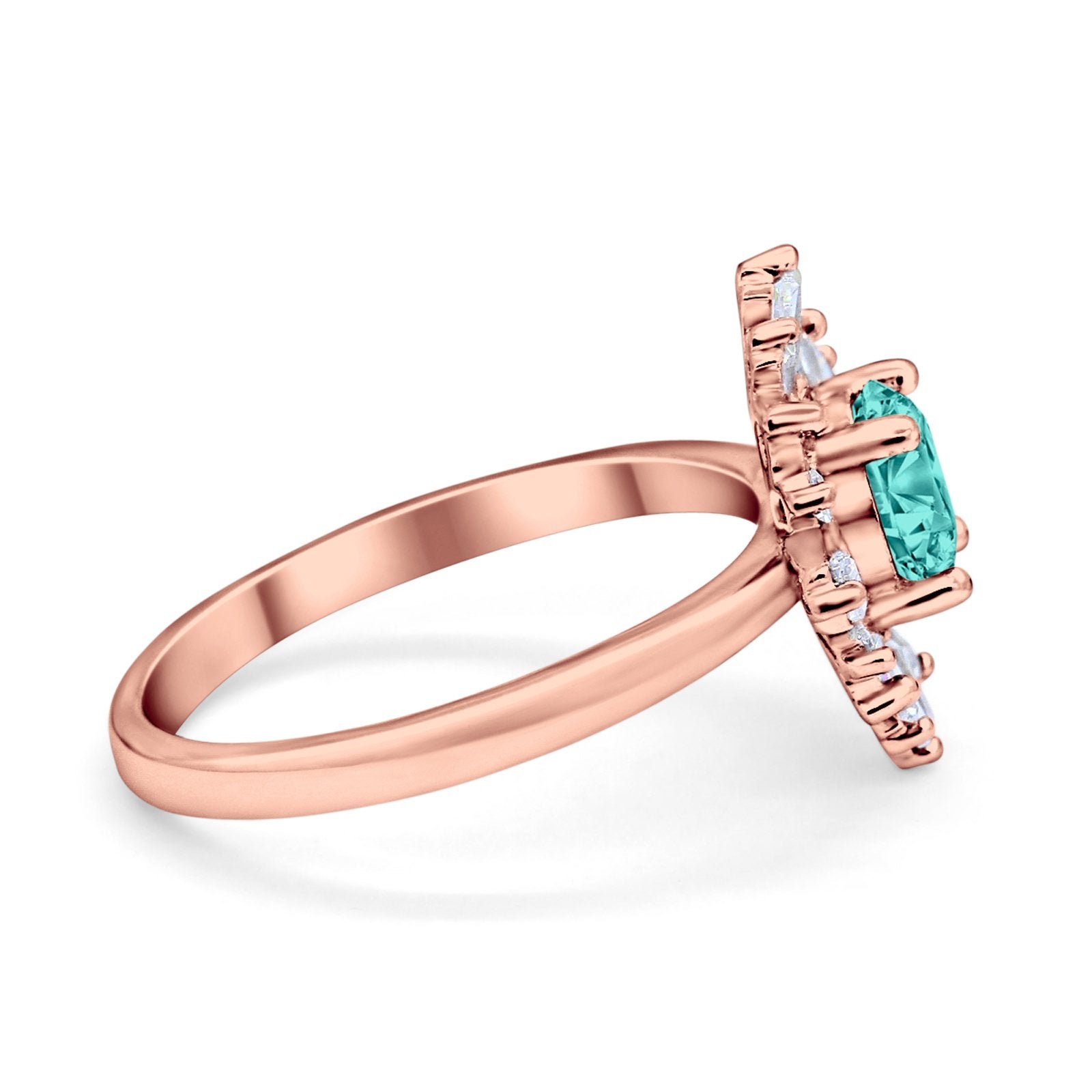 Halo Floral Style Vintage Wedding Ring Simulated Cubic Zirconia 925 Sterling Silver