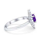 Halo Floral Style Vintage Wedding Ring Simulated Cubic Zirconia 925 Sterling Silver