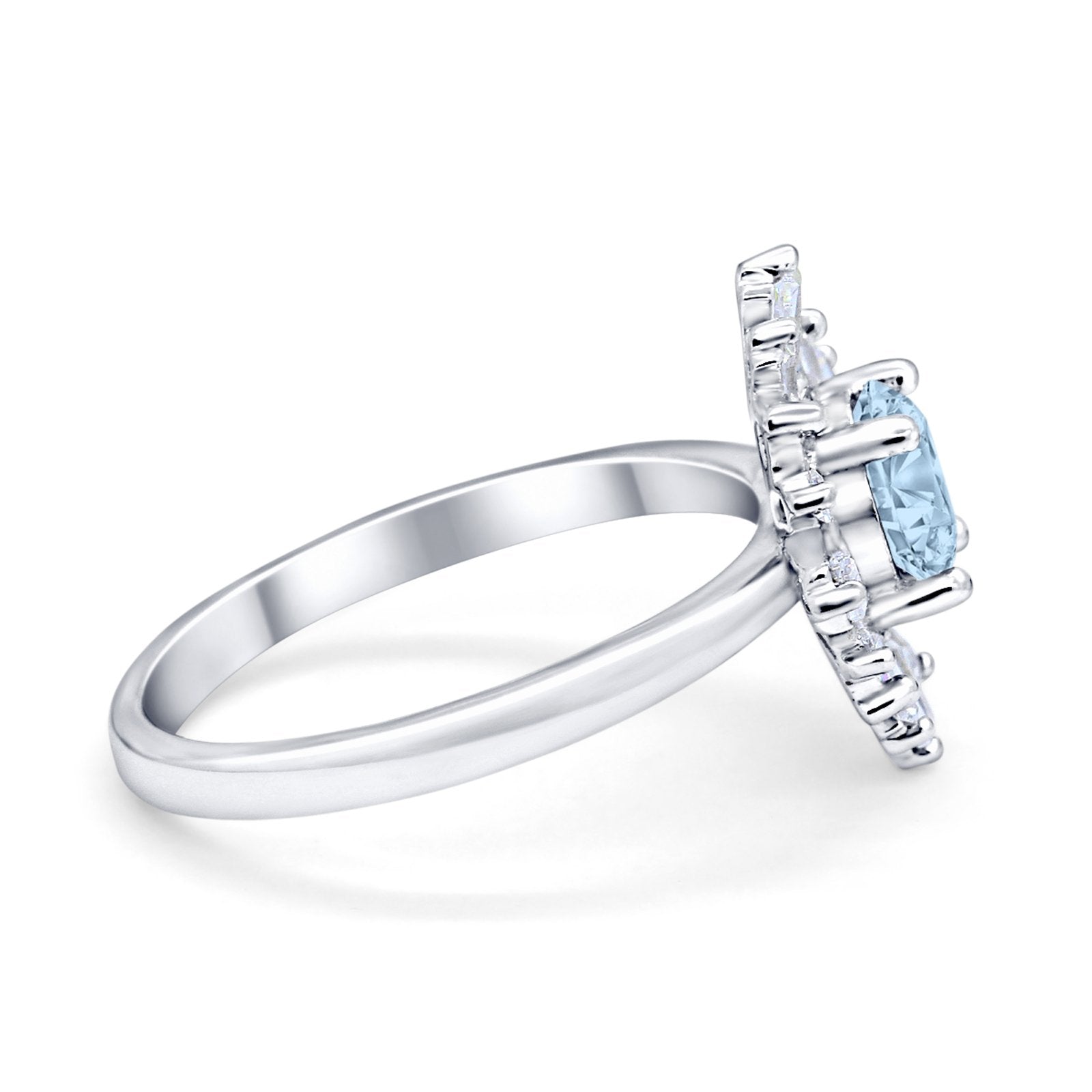 Halo Floral Style Vintage Wedding Ring Simulated Cubic Zirconia 925 Sterling Silver