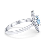 Halo Floral Style Vintage Wedding Ring Simulated Cubic Zirconia 925 Sterling Silver