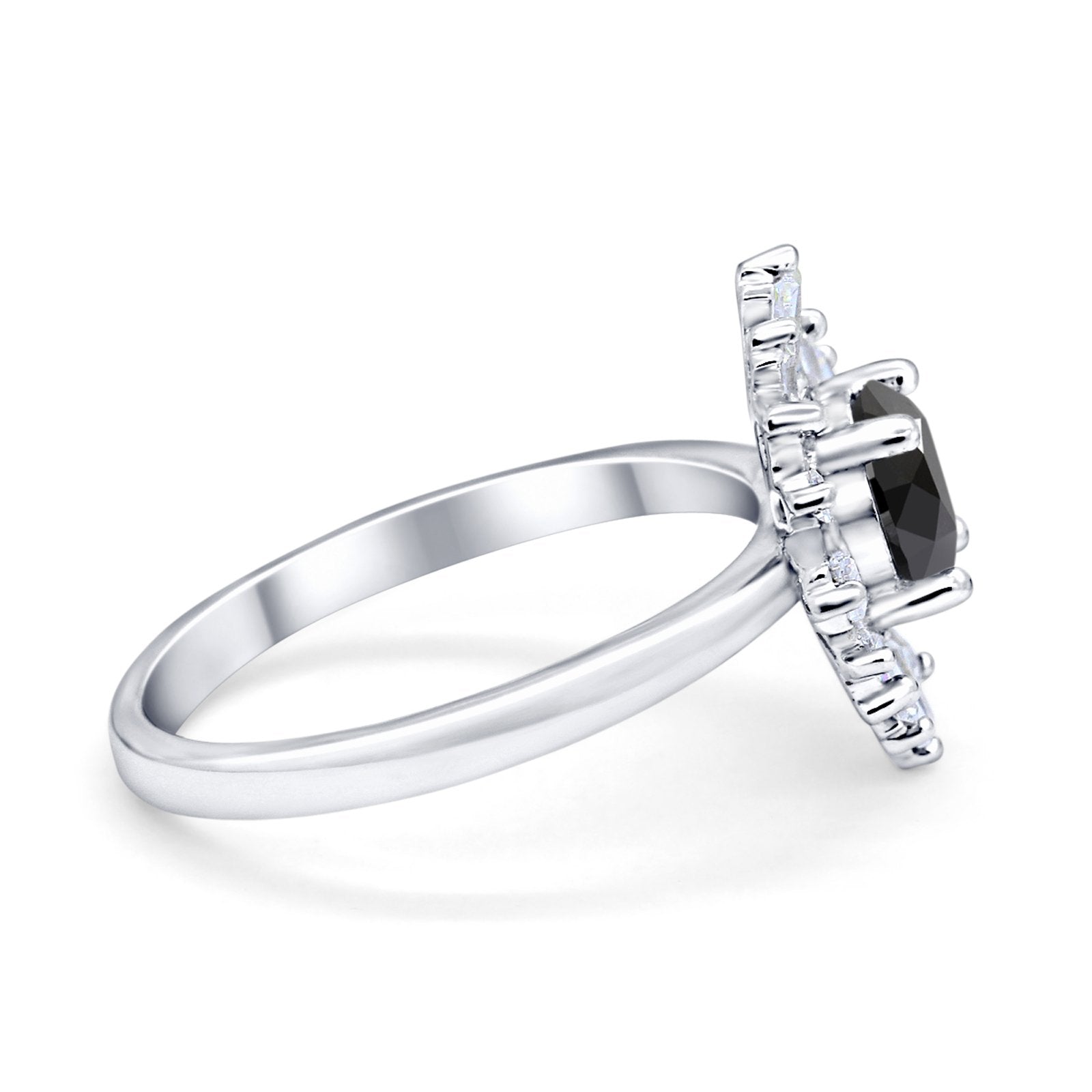 Halo Floral Style Vintage Wedding Ring Simulated Cubic Zirconia 925 Sterling Silver