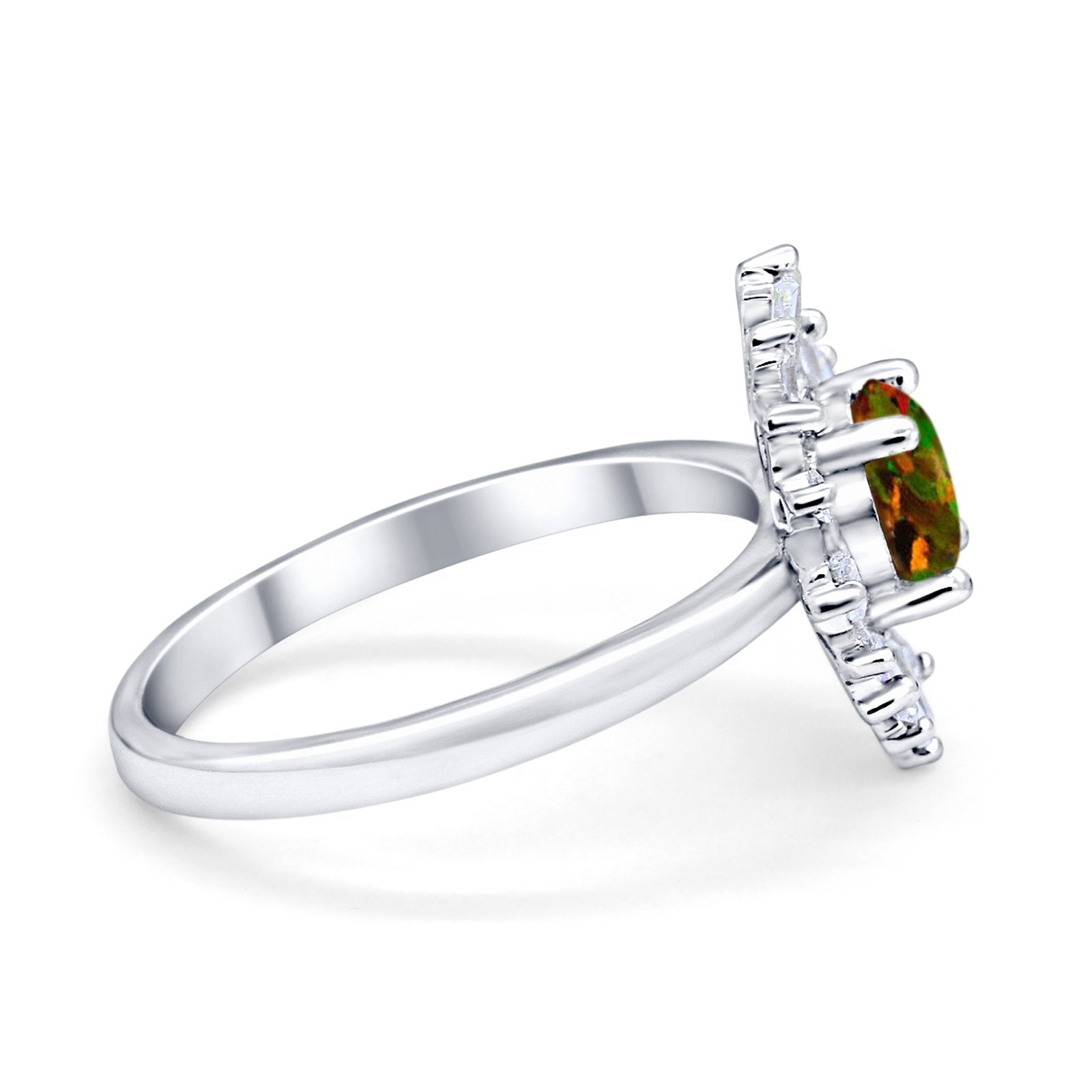 Halo Floral Style Vintage Wedding Ring Simulated Cubic Zirconia 925 Sterling Silver