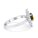 Halo Floral Style Vintage Wedding Ring Simulated Cubic Zirconia 925 Sterling Silver