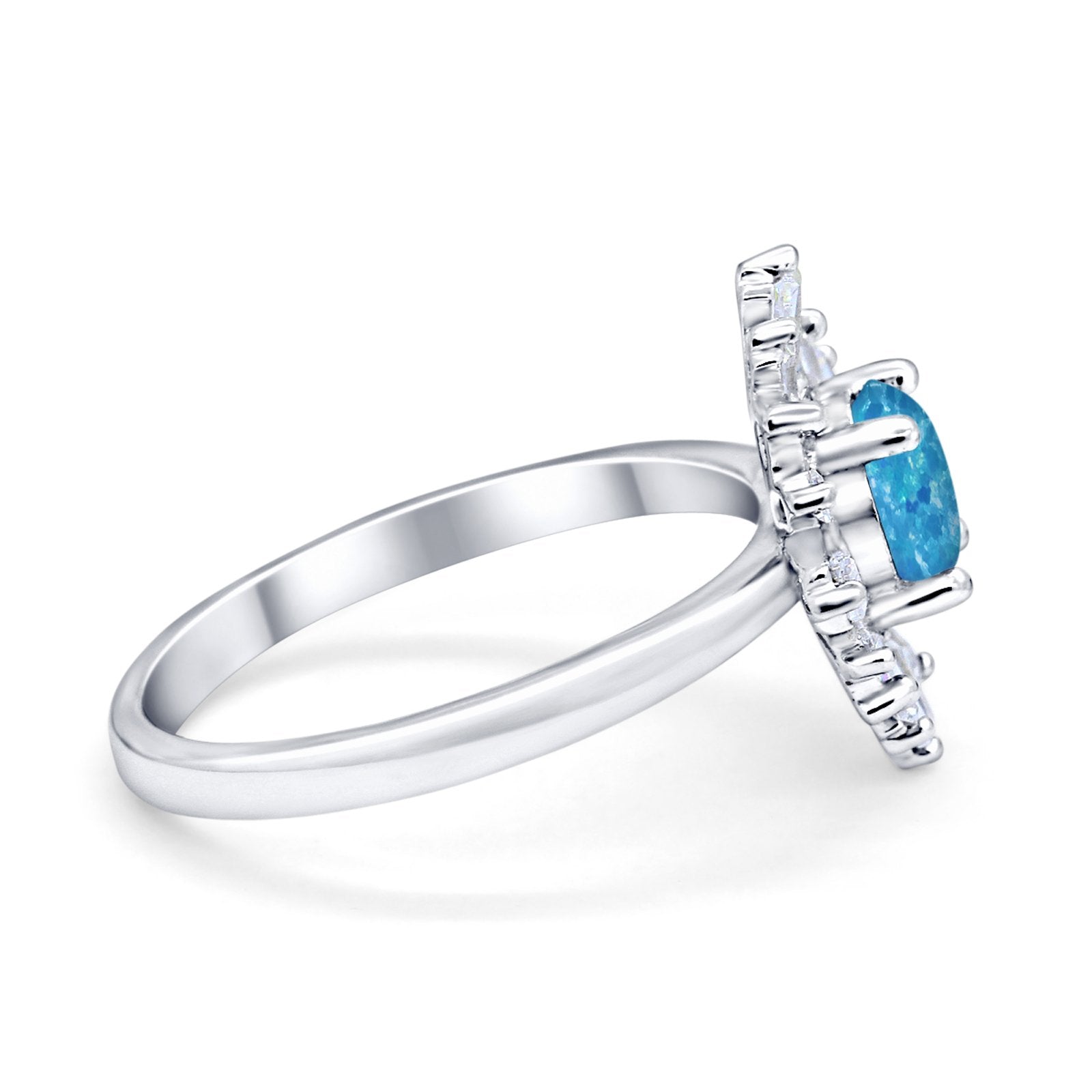 Halo Floral Style Vintage Wedding Ring Simulated Cubic Zirconia 925 Sterling Silver