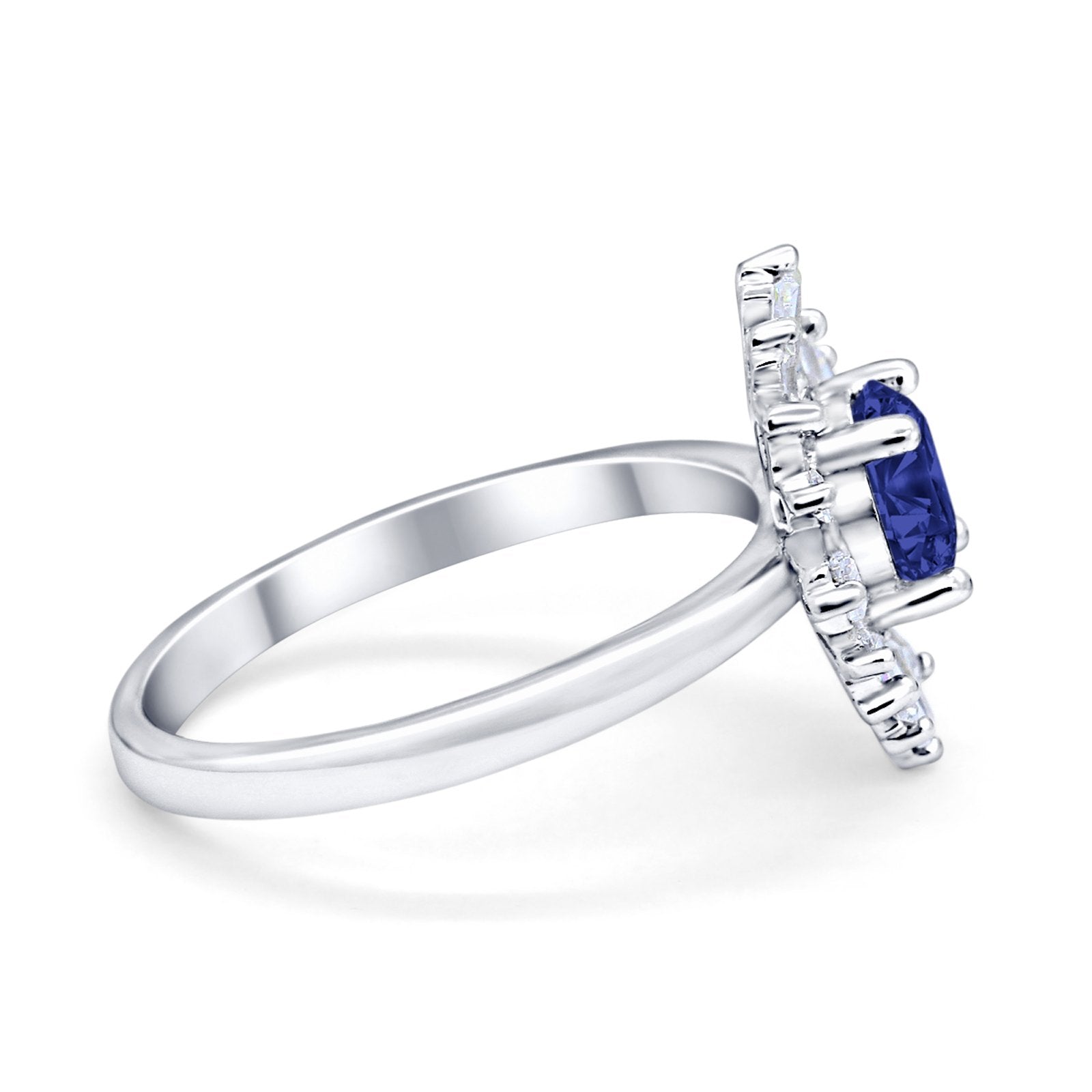 Halo Floral Style Vintage Wedding Ring Simulated Cubic Zirconia 925 Sterling Silver