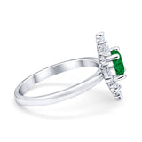 Halo Floral Style Vintage Wedding Ring Simulated Cubic Zirconia 925 Sterling Silver