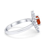 Halo Floral Style Vintage Wedding Ring Simulated Cubic Zirconia 925 Sterling Silver