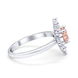 Halo Floral Style Vintage Wedding Ring Simulated Cubic Zirconia 925 Sterling Silver