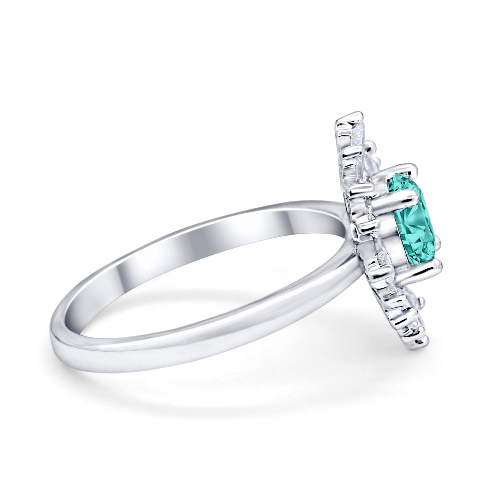 Halo Floral Style Vintage Wedding Ring Simulated Cubic Zirconia 925 Sterling Silver