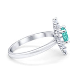 Halo Floral Style Vintage Wedding Ring Simulated Cubic Zirconia 925 Sterling Silver