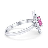 Halo Floral Style Vintage Wedding Ring Simulated Cubic Zirconia 925 Sterling Silver