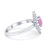 Halo Floral Style Vintage Wedding Ring Simulated Cubic Zirconia 925 Sterling Silver